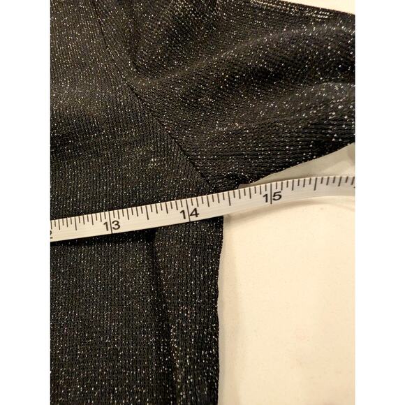 Molly Bracken Sheer Metallic Silver Black Mock Neck Top S Y2K Glam Party - Picture 5 of 6